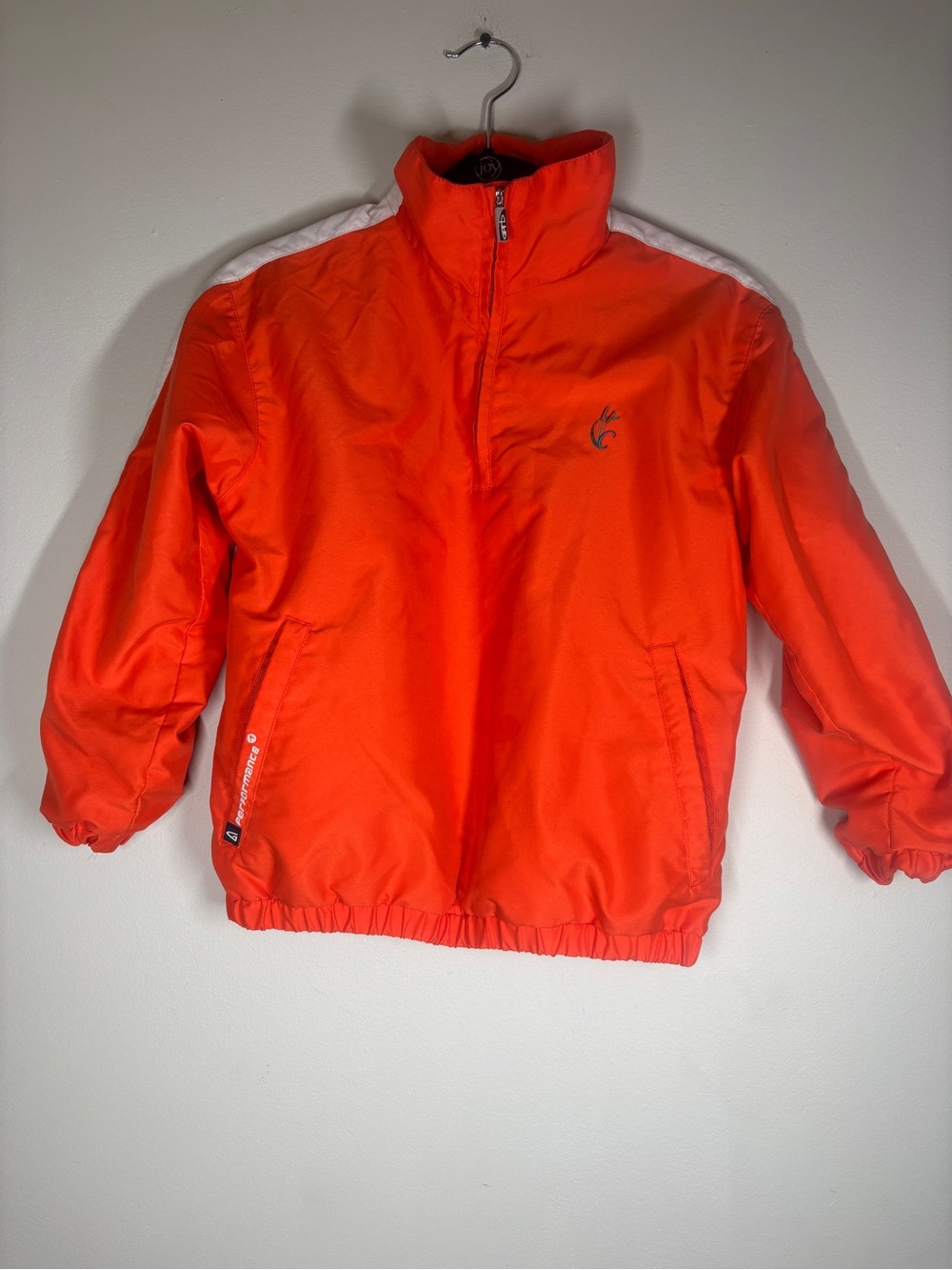 Orange Pullover Jacket with White Shoulder Trim